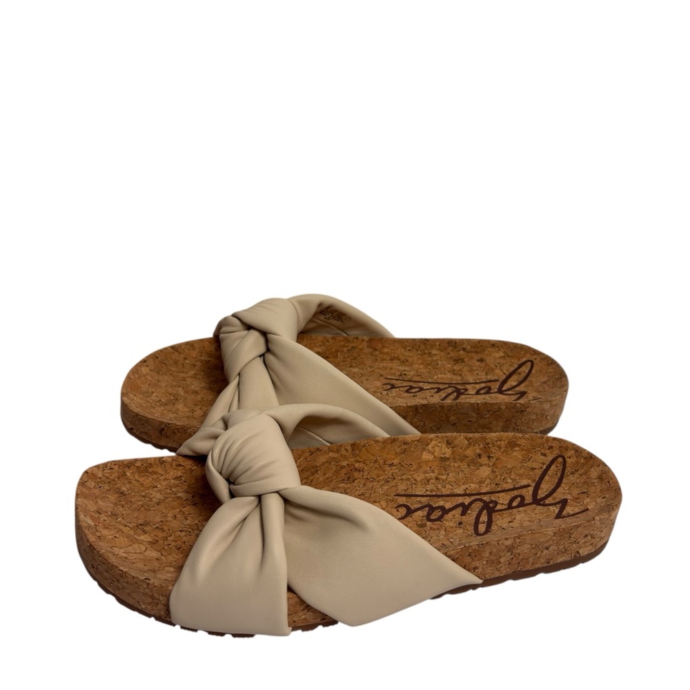 ZODIAC WOMENS BEIGE KNOTTED DETAIL LIGHTWEIGHT CORK CUSHIONED SLIP ON 6.5